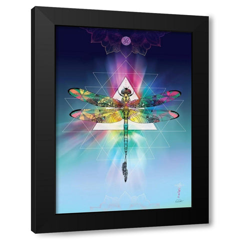 Cosmic Dragonfly Black Modern Wood Framed Art Print with Double Matting by Roberts, Karin