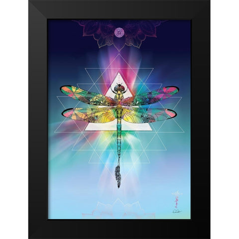 Cosmic Dragonfly Black Modern Wood Framed Art Print by Roberts, Karin