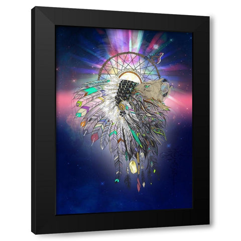 Cosmic Lion Butterfly Black Modern Wood Framed Art Print by Roberts, Karin