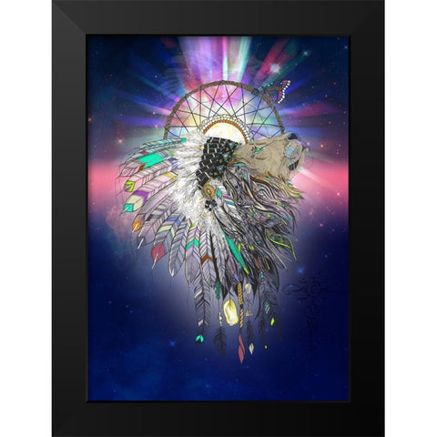 Cosmic Lion Butterfly Black Modern Wood Framed Art Print by Roberts, Karin
