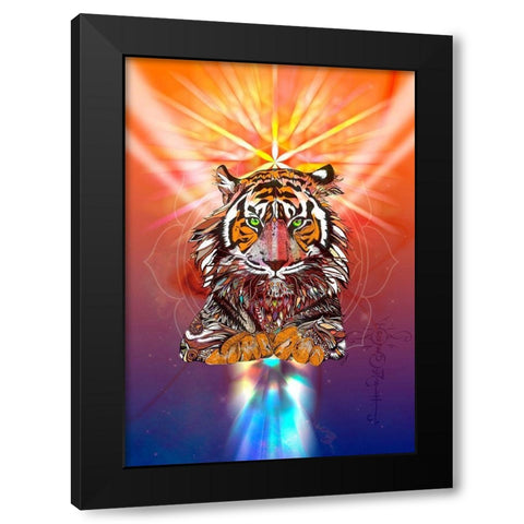 Cosmic Tiger Black Modern Wood Framed Art Print by Roberts, Karin
