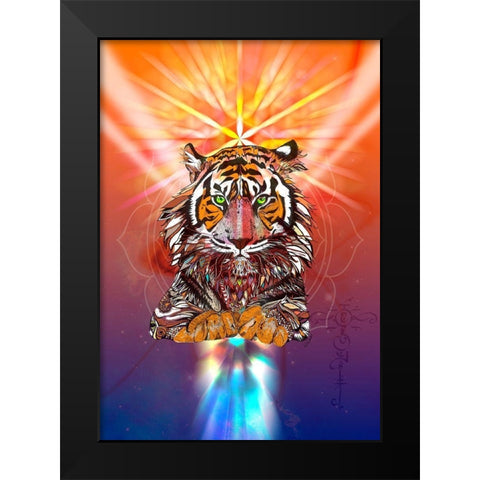 Cosmic Tiger Black Modern Wood Framed Art Print by Roberts, Karin