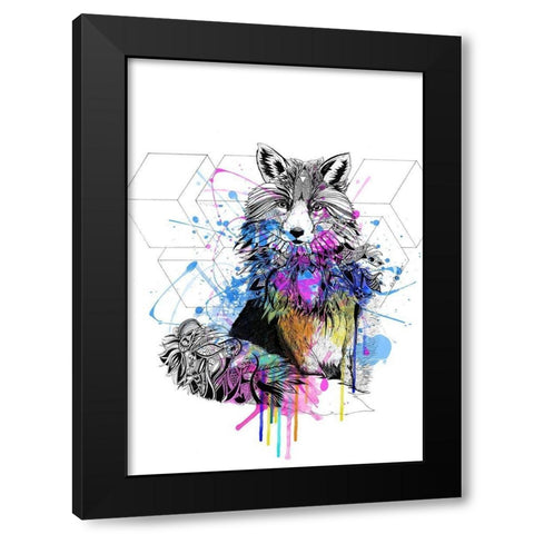 Fox Black Modern Wood Framed Art Print by Roberts, Karin