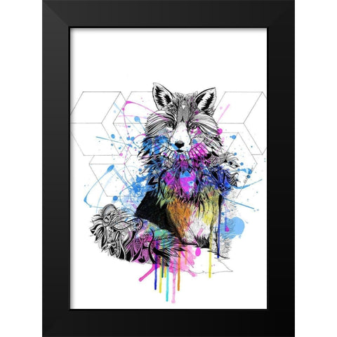 Fox Black Modern Wood Framed Art Print by Roberts, Karin