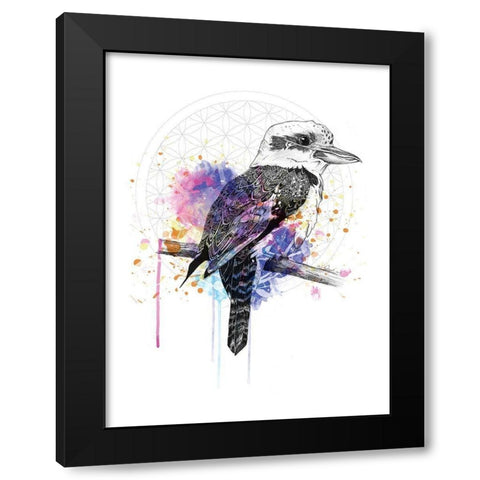 Kookaburra Black Modern Wood Framed Art Print with Double Matting by Roberts, Karin