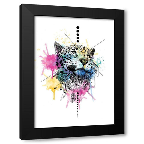 Leopard Black Modern Wood Framed Art Print by Roberts, Karin