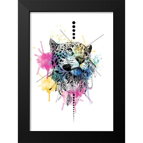 Leopard Black Modern Wood Framed Art Print by Roberts, Karin