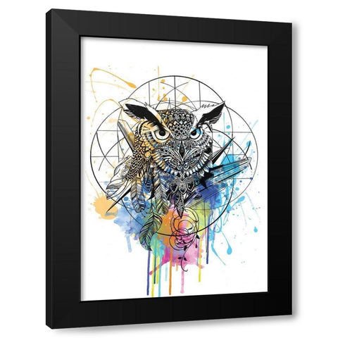 Owl Black Modern Wood Framed Art Print with Double Matting by Roberts, Karin