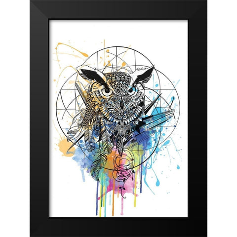 Owl Black Modern Wood Framed Art Print by Roberts, Karin