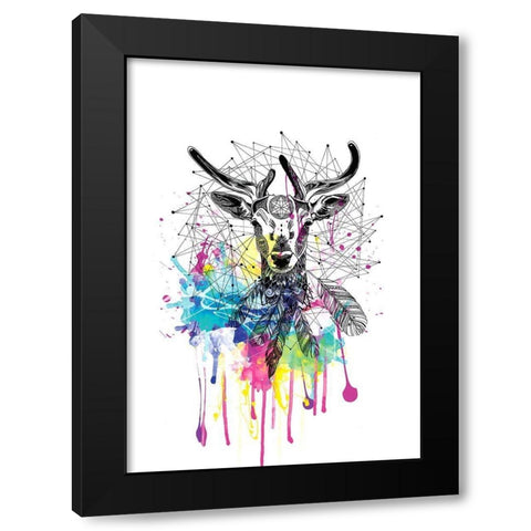 Deer Black Modern Wood Framed Art Print by Roberts, Karin