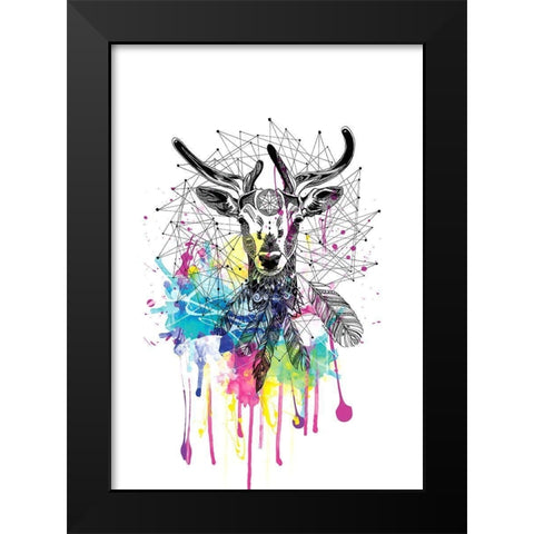 Deer Black Modern Wood Framed Art Print by Roberts, Karin