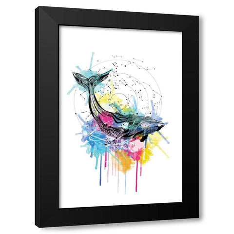Whale Black Modern Wood Framed Art Print with Double Matting by Roberts, Karin