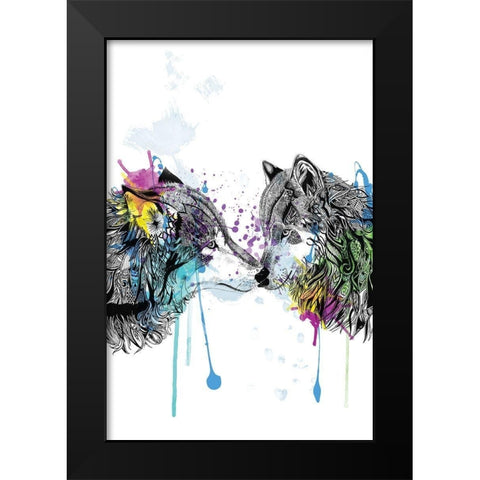 Wolves Black Modern Wood Framed Art Print by Roberts, Karin