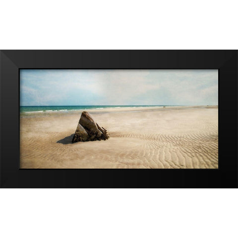 Beach Boulder Black Modern Wood Framed Art Print by Ryan, Brooke T.