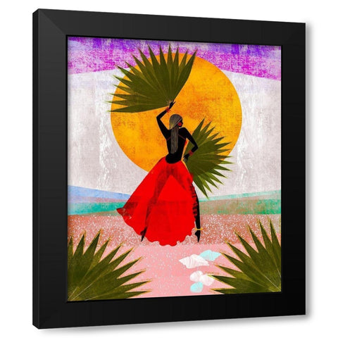 Martine Black Modern Wood Framed Art Print with Double Matting by Robinson, Erin K.