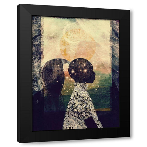 The Sun, Stars and Moon Black Modern Wood Framed Art Print by Robinson, Erin K.