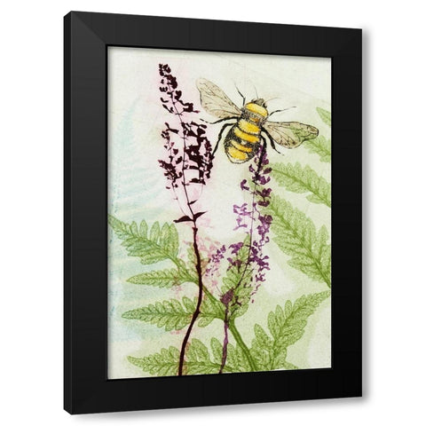 Bees Amongst the Liriope Black Modern Wood Framed Art Print with Double Matting by Rice, Trudy