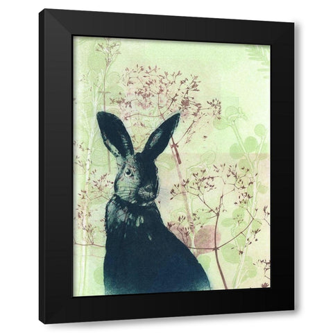 Wild Rabbit Black Modern Wood Framed Art Print with Double Matting by Rice, Trudy