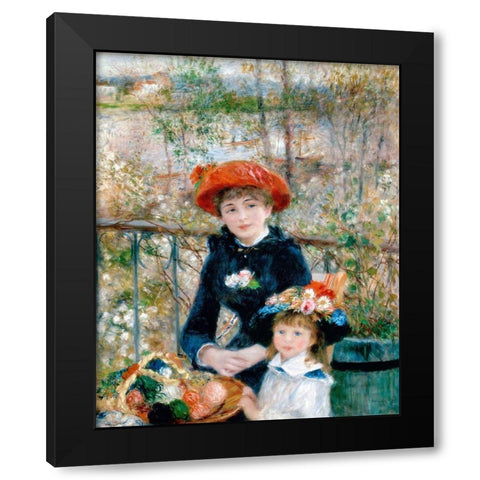 The Two Sisters, On the Terrace, 1881 Black Modern Wood Framed Art Print with Double Matting by Renoir, Pierre-Auguste