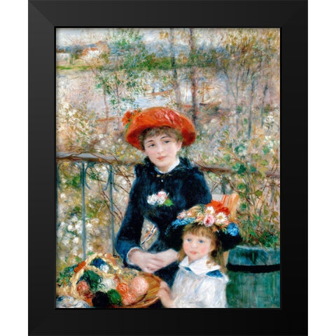 The Two Sisters, On the Terrace, 1881 Black Modern Wood Framed Art Print by Renoir, Pierre-Auguste