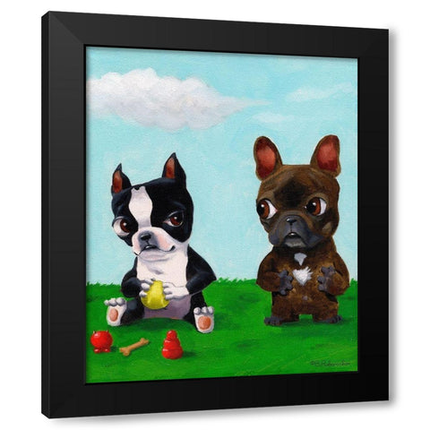 Boston and Frenchie Black Modern Wood Framed Art Print with Double Matting by Rubenacker, Brian