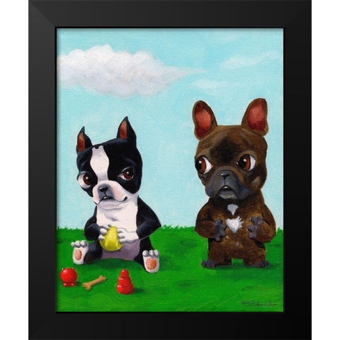 Boston and Frenchie Black Modern Wood Framed Art Print by Rubenacker, Brian