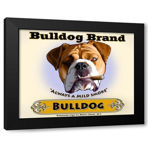 Bulldog Cigar Black Modern Wood Framed Art Print with Double Matting by Rubenacker, Brian
