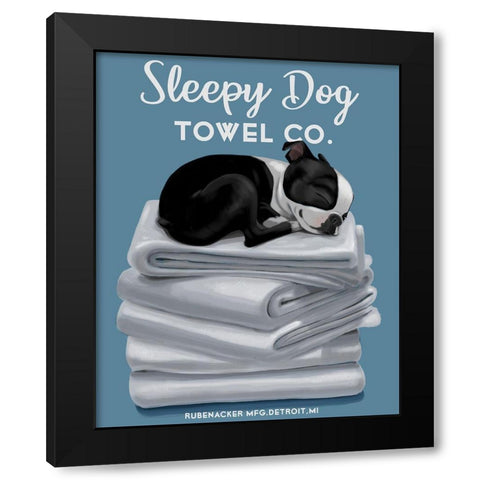 Sleepy Dog Black Modern Wood Framed Art Print by Rubenacker, Brian