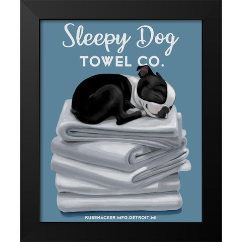 Sleepy Dog Black Modern Wood Framed Art Print by Rubenacker, Brian
