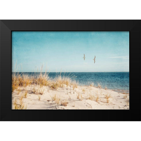 Beach And Gulls Black Modern Wood Framed Art Print by Ryan, Brooke T.