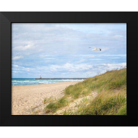 Beach And Jetty Black Modern Wood Framed Art Print by Ryan, Brooke T.