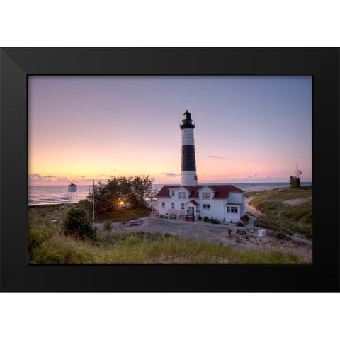 Big Sable Point Lighthouse At Sunset Black Modern Wood Framed Art Print by Romanowicz, Adam