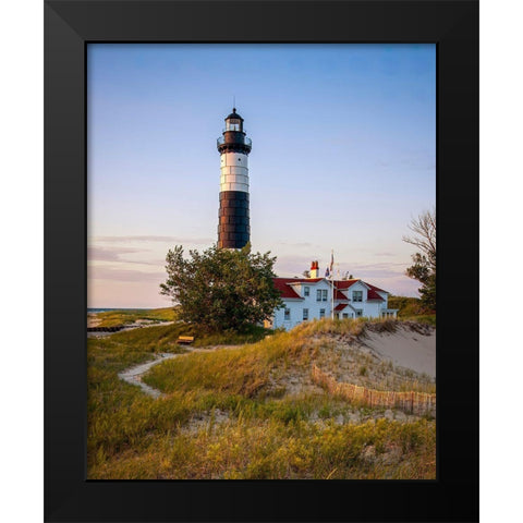 Historic Big Sable Point Light Black Modern Wood Framed Art Print by Romanowicz, Adam