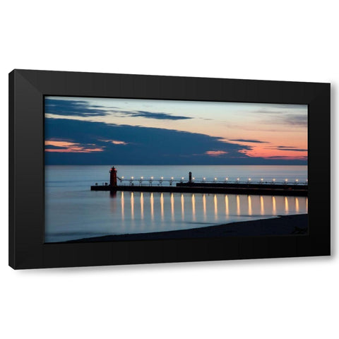 South Haven Michigan Lighthouse Black Modern Wood Framed Art Print with Double Matting by Romanowicz, Adam