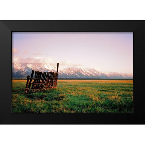 Fence In Jackson Black Modern Wood Framed Art Print by Rapson, Sol