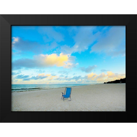 Chair On Beach Black Modern Wood Framed Art Print by Reed, Jack