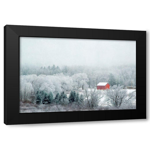Red Barn Black Modern Wood Framed Art Print with Double Matting by Ryan, Brooke T.