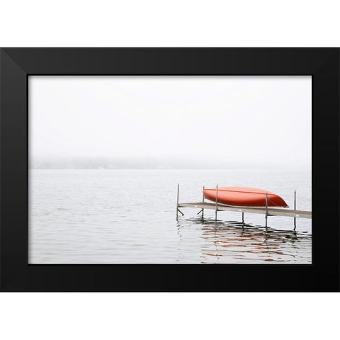 Red Canoe Black Modern Wood Framed Art Print by Ryan, Brooke T.