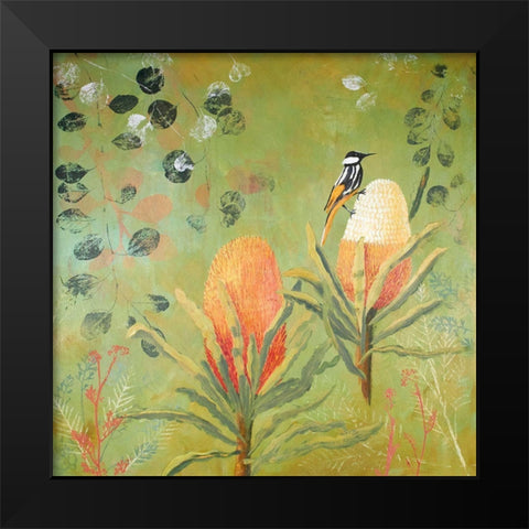 New Holland Honeyeater upon the Victoria Black Modern Wood Framed Art Print by Rice, Trudy