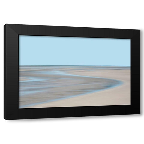 Blue and Beige Beach 1 Black Modern Wood Framed Art Print with Double Matting by Ryan, Brooke T.