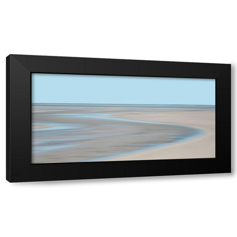 Blue and Beige Beach 2 Black Modern Wood Framed Art Print with Double Matting by Ryan, Brooke T.