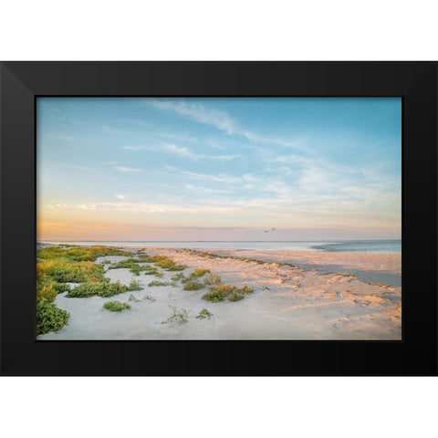 Morning Beach Black Modern Wood Framed Art Print by Ryan, Brooke T.
