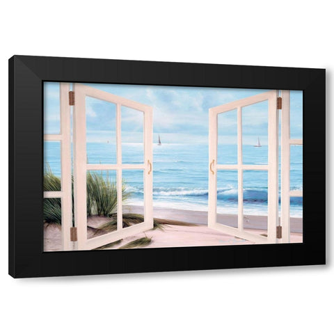 Sandpiper Beach Door Black Modern Wood Framed Art Print with Double Matting by Romanello, Diane