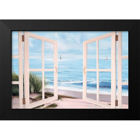 Sandpiper Beach Door Black Modern Wood Framed Art Print by Romanello, Diane