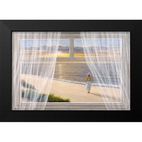 Morning Walk Black Modern Wood Framed Art Print by Romanello, Diane
