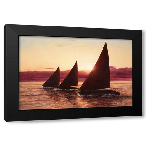 Evening Sails Black Modern Wood Framed Art Print by Romanello, Diane