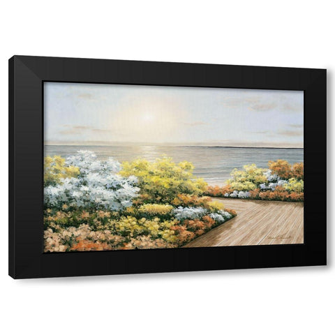 Deck And Flowers Black Modern Wood Framed Art Print by Romanello, Diane