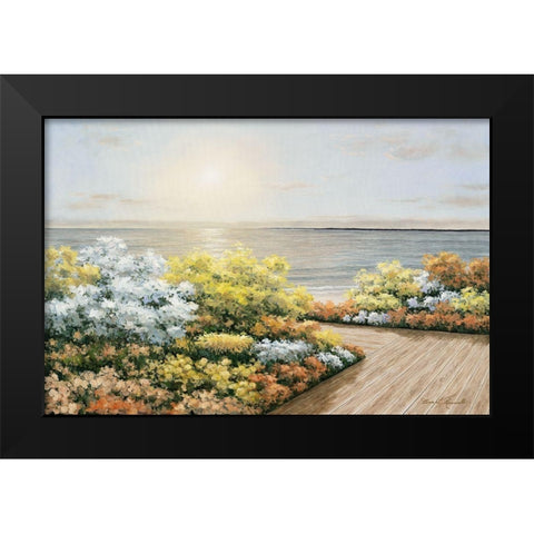 Deck And Flowers Black Modern Wood Framed Art Print by Romanello, Diane