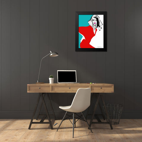 Red Dress Black Modern Wood Framed Art Print by Ramdeen, Aasha