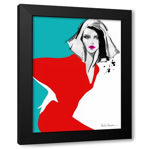 Red Dress Black Modern Wood Framed Art Print by Ramdeen, Aasha